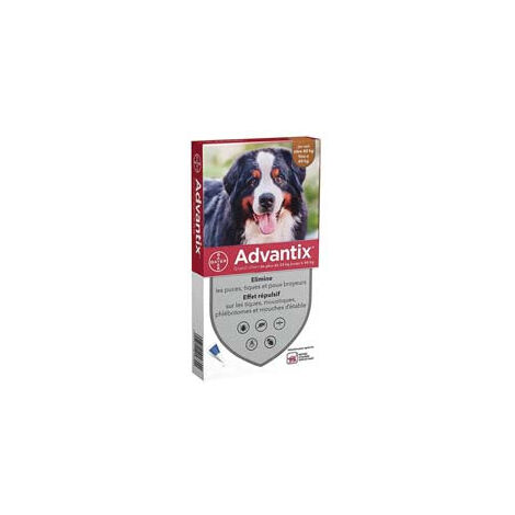 Advantix pour chiens de 40 à 60 kg Spot-On anti-puces, anti-tiques et anti-moustiques BAYER - PACK 4 Pipettes