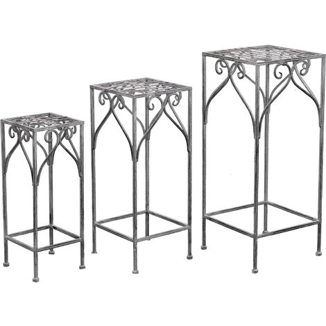 Bannière de pépinière en acier blanc oxydant pour vases 3 pièces ensemble (1/3)