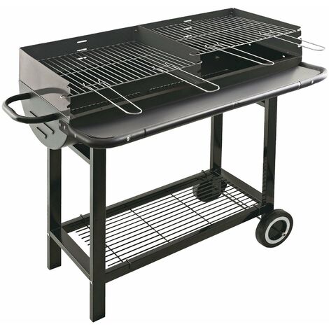 Barbecue portable charbon 2 grilles 41x27 cm – Dimensions 96x41xH93 cm – Poignée latérale pour usage pratique – El Gaucho