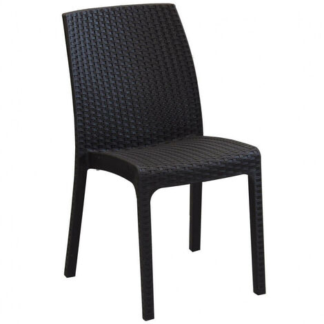 Chaise en polyrotin empilable pour bar jardin intérieur extérieur Virginia BICA - Marron (1/7)
