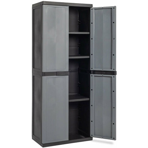 Armoire de jardin en résine cadenassable – Étagères réglables – Dimensions 65x37x165 cm – Résistante aux intempéries – Toomax