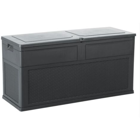 Coffre de Jardin en résine 320 Litres NOIR ANTHRACITE 119 X 46 X 60 cm Protection Anti UV TOSCANE TOOMAX (1/5)