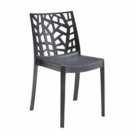 Bica – Chaise de jardin empilable en polypropylène renforcé – Dossier décoré – Pieds non glissants – Dimensions 55x47x82h cm