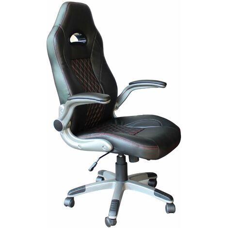 Bureau fauteuil et jeu ergonomique en cuir synthétique avec des bordures rouges maranello (1/5)