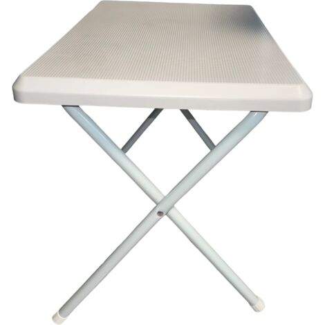 Table blanche blanche flable et plage 51x37x47h cm avec structure en acier
