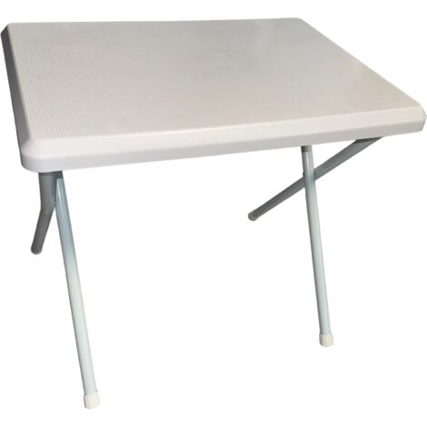 Table blanche blanche flable et plage 51x37x47h cm avec structure en acier