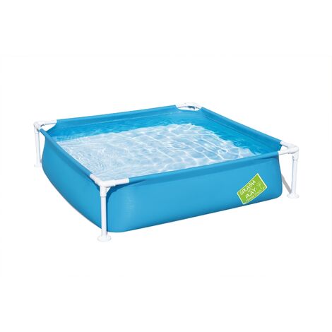 Bestway – Piscine enfant carrée 122x122 cm – Hauteur 30,5 cm – Cadre en métal anticorrosion – Parois en PVC triple couche – Capacité 365 litres