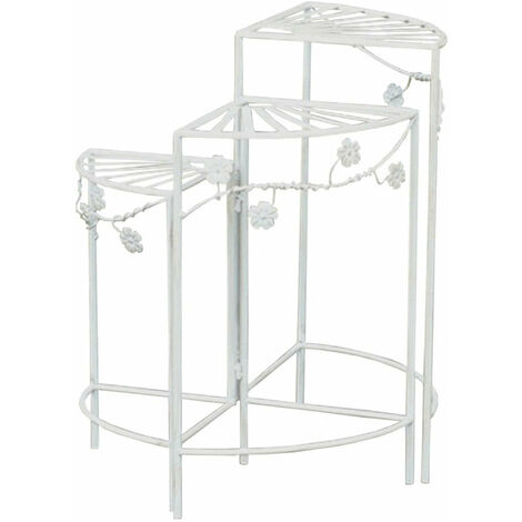 Faffoaletto Étagère strictement filmé en fer forgé blanc décoré pour les balcons et les terrasses Effet vintage (1/3)