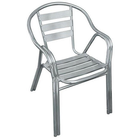 Chaise empilable avec des accoudoirs en aluminium avec une structure renforcée tubulaire double (1/3)