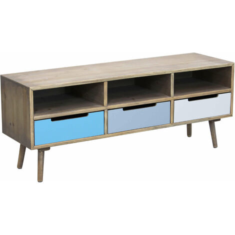 Armoire à télévision en bois avec 3 étagères et 3 tiroirs de couleur Breda (1/5)