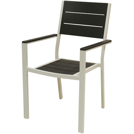FAUTEUIL D'EXTÉRIEUR METALWOOD EN ACIER ASPECT BOIS 58x55xH88 cm (1/3)