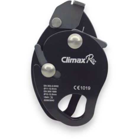 Dispositif anti-chute guidé en aluminium – Pour cordes 10,5/12,7 mm – Utilisation libre en montée/descente – Certification EN 353-2 – Climax