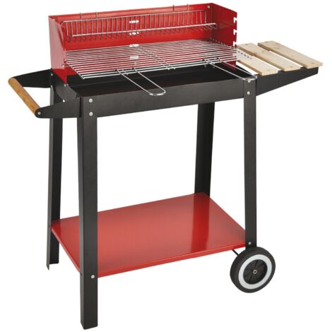 Barbecue de charbon avec grille 50x25 cm étagère et soutien latéral dans Wood El Gaucho Montana (1/5)