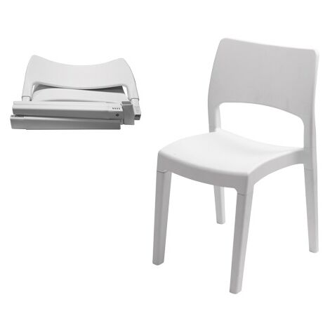 Chaise extérieure blanche en résine empilable et amovible Klik Klak (1/5)