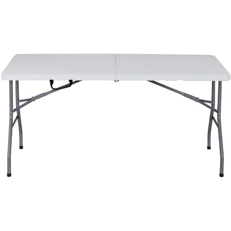 Tavolo Pieghevole Da Giardino 150x70 Cm | Acciaio E Plastica Bianco | Ideale Per Esterni E Picnic - Foto 14