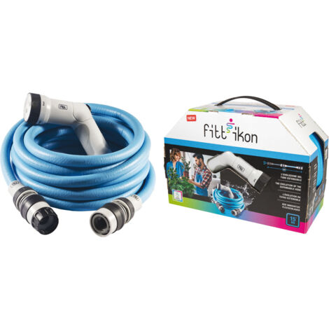 FITT IKON 15 M - Tuyau D'arrosage Extensible, Compact, Léger Et Prêt à L'emploi, Avec Pistolet Multi Jet Lavande 83013170