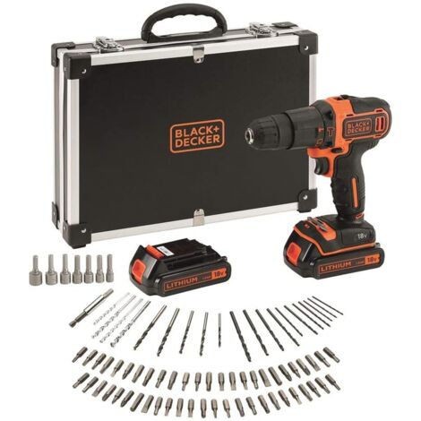 Black & Decker – Perceuse à percussion 18V BDCHD18BAFC – 2 batteries 1,5Ah – Couple 40Nm – 80 accessoires en flight case – Éclairage LED intégré - BDCHD18BAFC-QW (1/10)