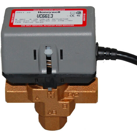 Honeywell – Vanne motorisée 3 voies 3/4'' pour chauffage central – Interrupteur de fin de course – T max 95°C – P max 20 bar – Actionneur EPU 230V