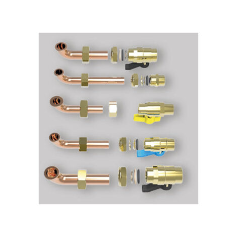 Kit de raccordement sanitaire avec robinets pour chaudière à condensation Ferroli 5 tubes (1/2)
