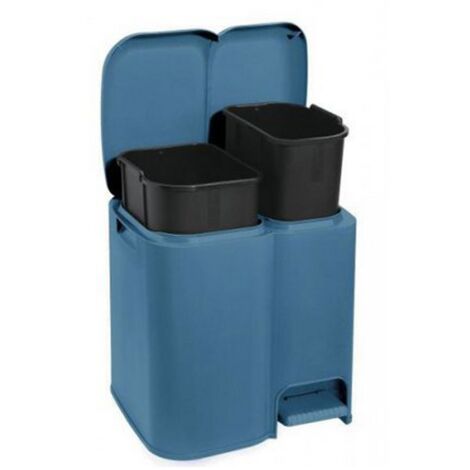 Poubelle séparée "Patty 2" - cm.39x32,5x41h. lt.13+8 bleu clair (1/4)
