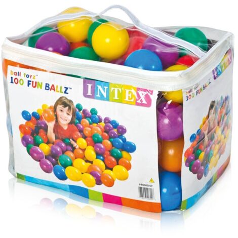 Intex 49600NP pack de 100 balles en plastique colore'es   8cm jeux pour enfants en sachet transparent