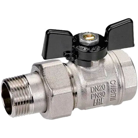 Robinet à bille femelle total P. avec union à levier Bugatti 3/4" Dn 20 Pn 40 (1/2)