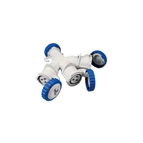 Adaptateur Industriel 220V Avec Prise Et 3 Prises Cee 309 Ip67 - 16A couleur bleu 73120 (1/4)