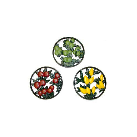 Dessous de plat ronds décorés en fonte - en lot de 3 pièces