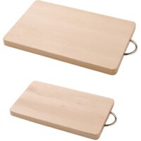 Planche de bois de hêtre avec poignée en acier 31x18x2 cm