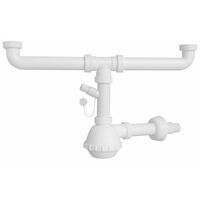 Siphon hydraulique en polypropylène pour deux lavabos à lave-vaisselle avec attaque de lave-vaisselle