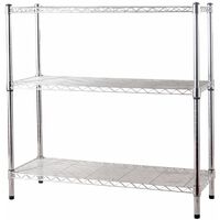 Étagère de kit en acier chromé avec pieds réglables pour la maison et le bureau 3 ou 5 étagères Brixo 3 ripiani 90x35xH90 cm