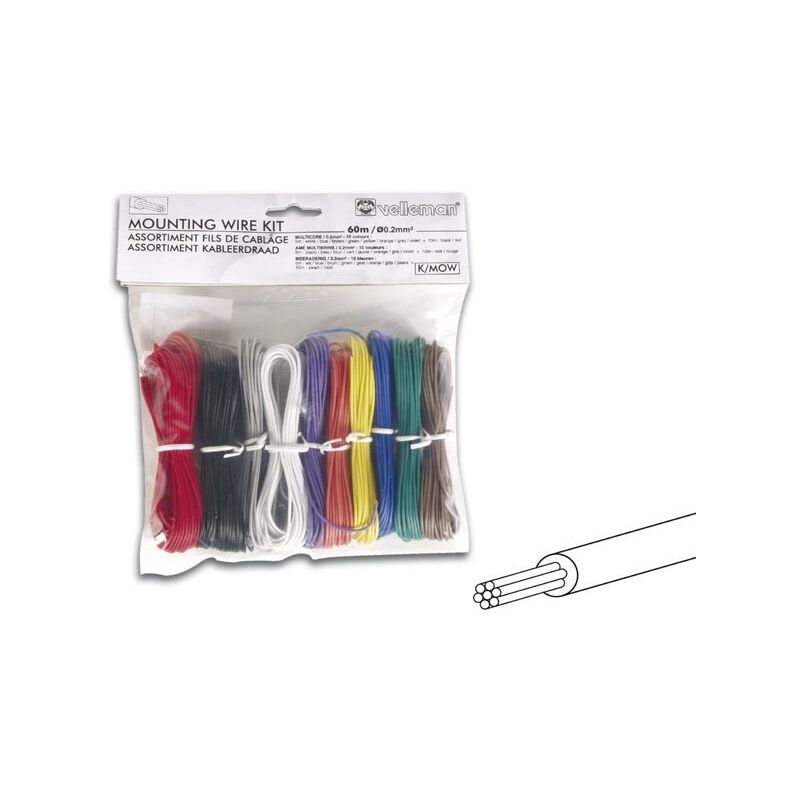 ASSORTIMENT FILS DE CABLAGE - 10 COULEURS - 60m - AME MULTIBRINS K/MOW RI1646