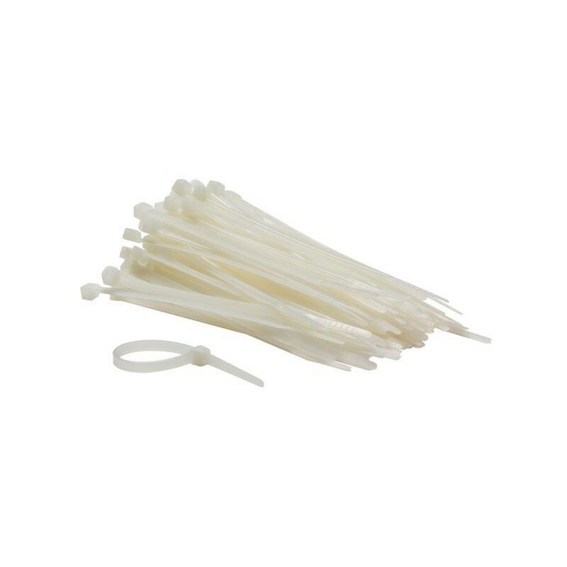 Pack 100 Attaches Serre-câbles Blancs En Plastique 8/450mm