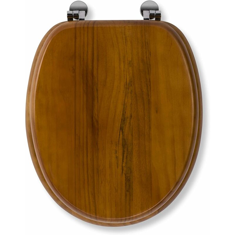 Croydex Frazer Wooden Toilet Seat Beach Effect With Chrome Fittings 