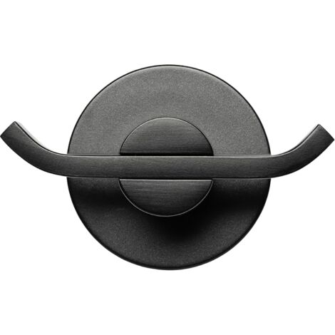 Croydex Flexi-Fix Double Robe & Towel Hook, Matt Black Easy Installation - Metra (1/5)