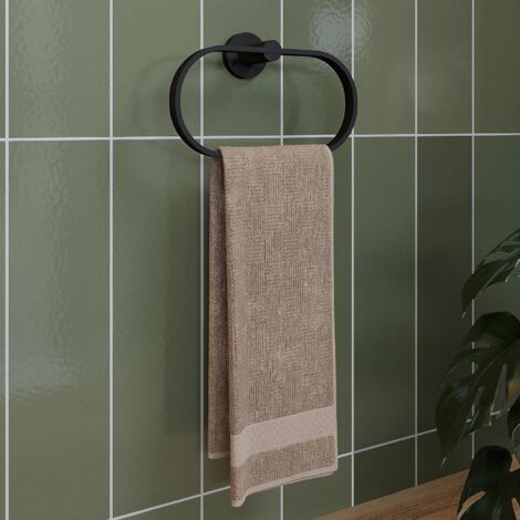 Croydex Flexi-Fix Towel Ring, Matt Black, Screw or Glue - Metra (1/5)