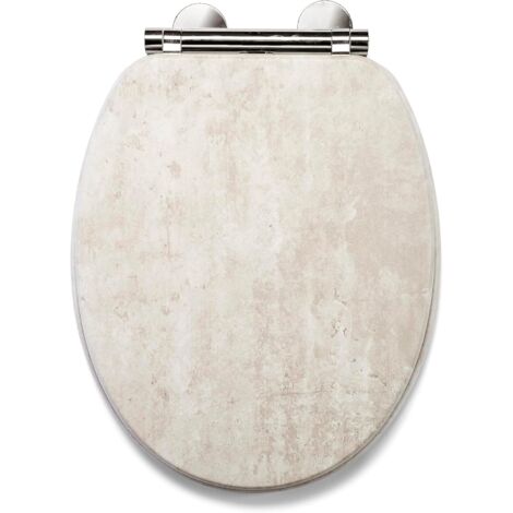 Croydex Wooden Pale Concrete Effect Toilet Seat, Soft Close, Flexi-Fix - Cawdor 