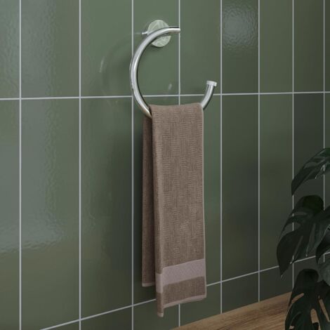 Croydex Chrome Wall Mounted Towel Ring Holder, Flexi-Fix - Knightsbridge