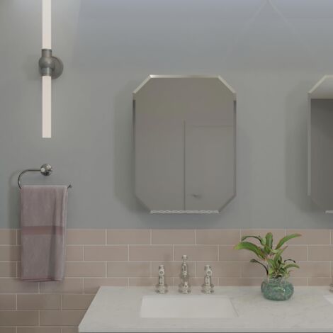 Croydex Bevelled Edge Single Door Bathroom Medicine Cabinet, 60 x 45cm - Lozenge