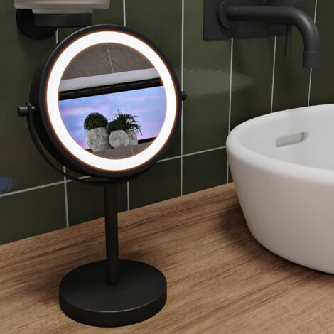 Croydex Illuminated Magnifying Mirror, Free Standing Battery LED Mirror x3 (1/3)