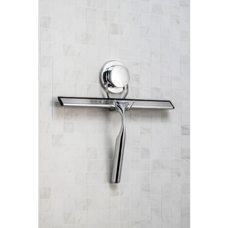 Croydex Stick 'n' Lock Chrome Shower Squeegee Adhesive Mount, Streak Free