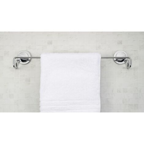 Croydex Stick 'n' Lock Chrome Adhesive Towel Rail Bar Bathroom Accessories (1/5)
