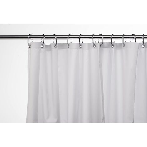 Croydex White Shower Curtain Made from 100% Recycled Poyester, with 12 Rust-Resistant Metal Eyelets, Weighted Hem, Anti-Microbial (1/3)