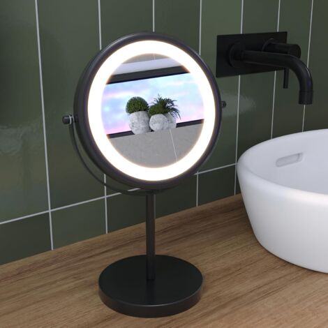 Croydex Makeup Mirror LED Lighted & Magnifying Cosmetic Mirror in Black (1/5)