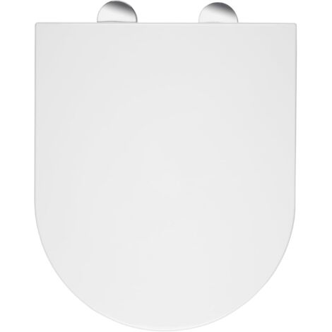 Croydex Kisdon D Shaped Soft Close Toilet Seat with Flexi-Fix Hinges - Modern Slimline Scratch-Resistant Thermoset Plastic, Anti-Bacterial, Chrome-Plated Hinges with Quick Release for Easy Cleaning (1/5)