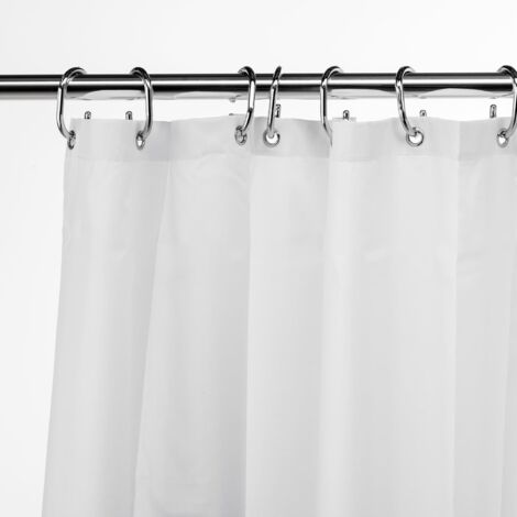 Croydex Recycled White Shower Curtain with Weighted Hem and Anti-Microbial Additive 1800 X 2000 (WxH) (1/4)