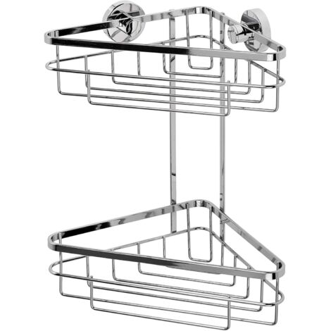 Croydex Flexi Fix Rust Free 2 Tier Corner Showe Caddy Basket - Brockham (1/4)