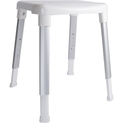 Croydex Large White Adjustable Height Shower Stool Bath Chair with Non-Slip Feet