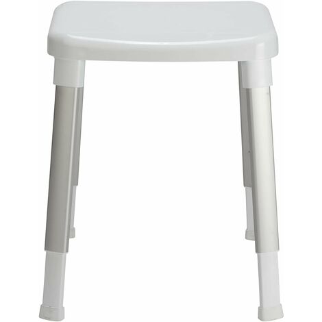 Croydex Large White Adjustable Height Shower Stool Bath Chair with Non-Slip Feet