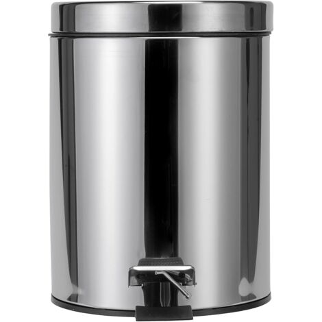 Croydex Chrome Pedal Small Bathroom Bin, Stainless steel 5L Capacity - Britannia (1/5)